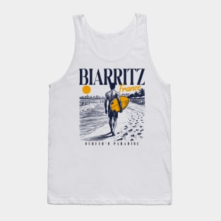 Vintage Surfing Biarritz, France // Retro Surfer Sketch // Surfer's Paradise Tank Top